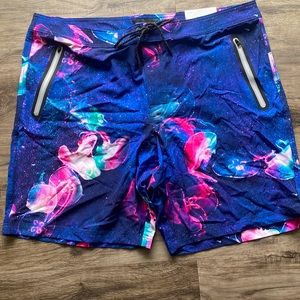 American Eagle BoardShort XXL Mens Swim Jellyfish psychedelic zipper